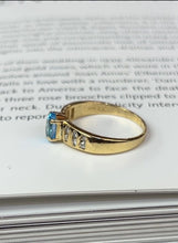 Load image into Gallery viewer, Vintage 14K Yellow Gold Blue Topaz &amp; Diamond Ring, Engagement Ring
