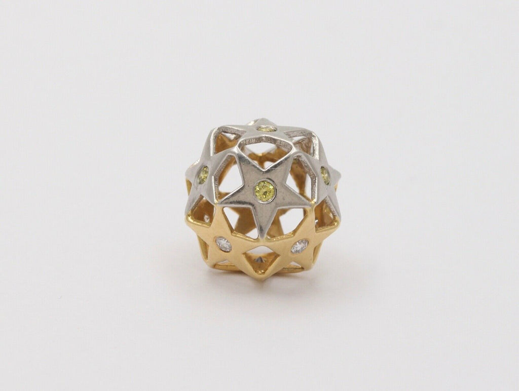 Vintage Star Ball Diamonds 18K Yellow White Gold Pendant