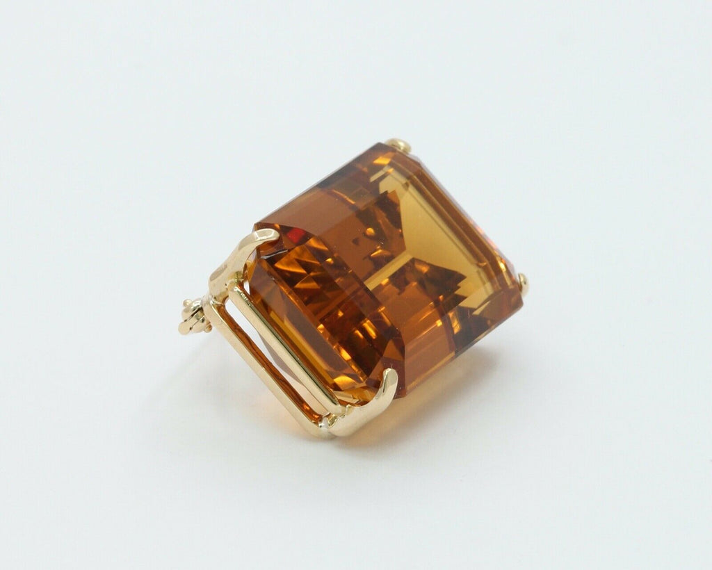 Vintage Huge Beautiful Statement Emerald Cut Citrine Brooch Pin