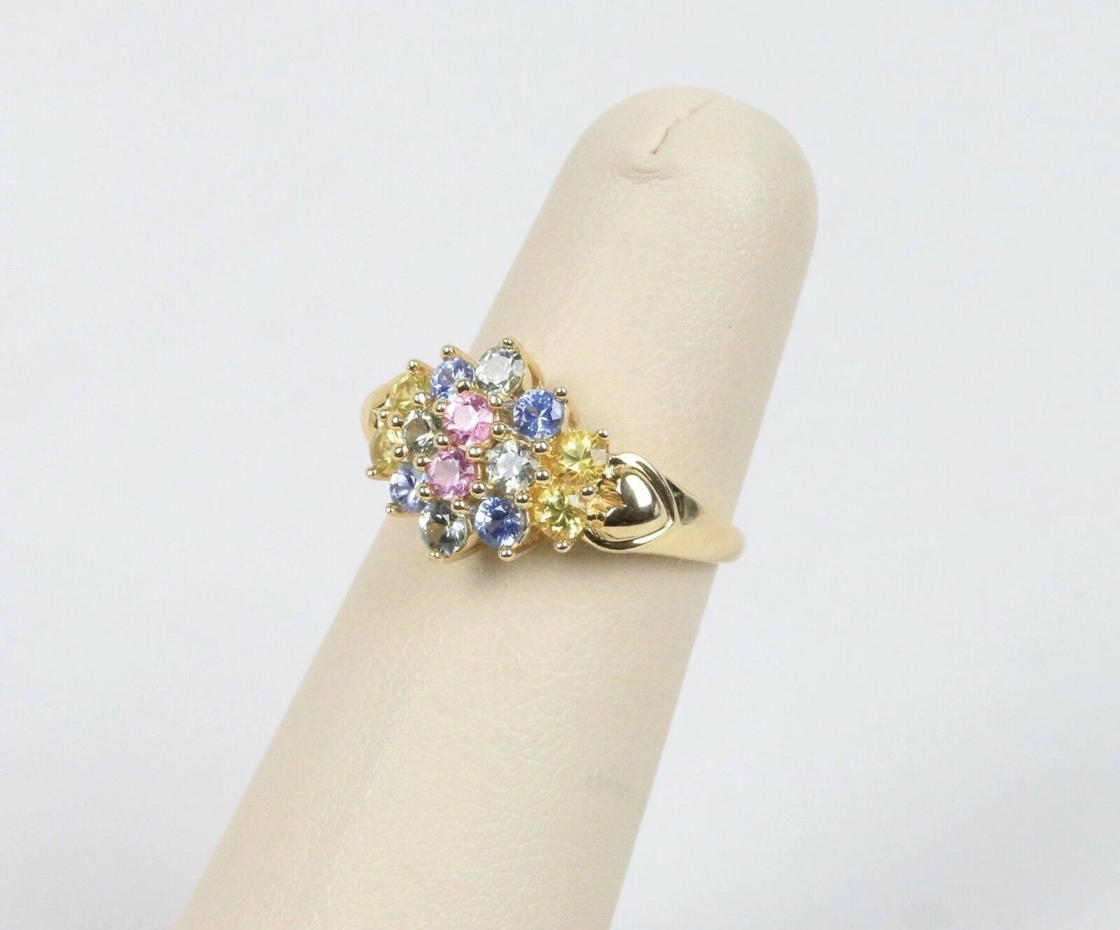 Vintage 14K Yellow Gold Multi-Colored Sapphire Ring