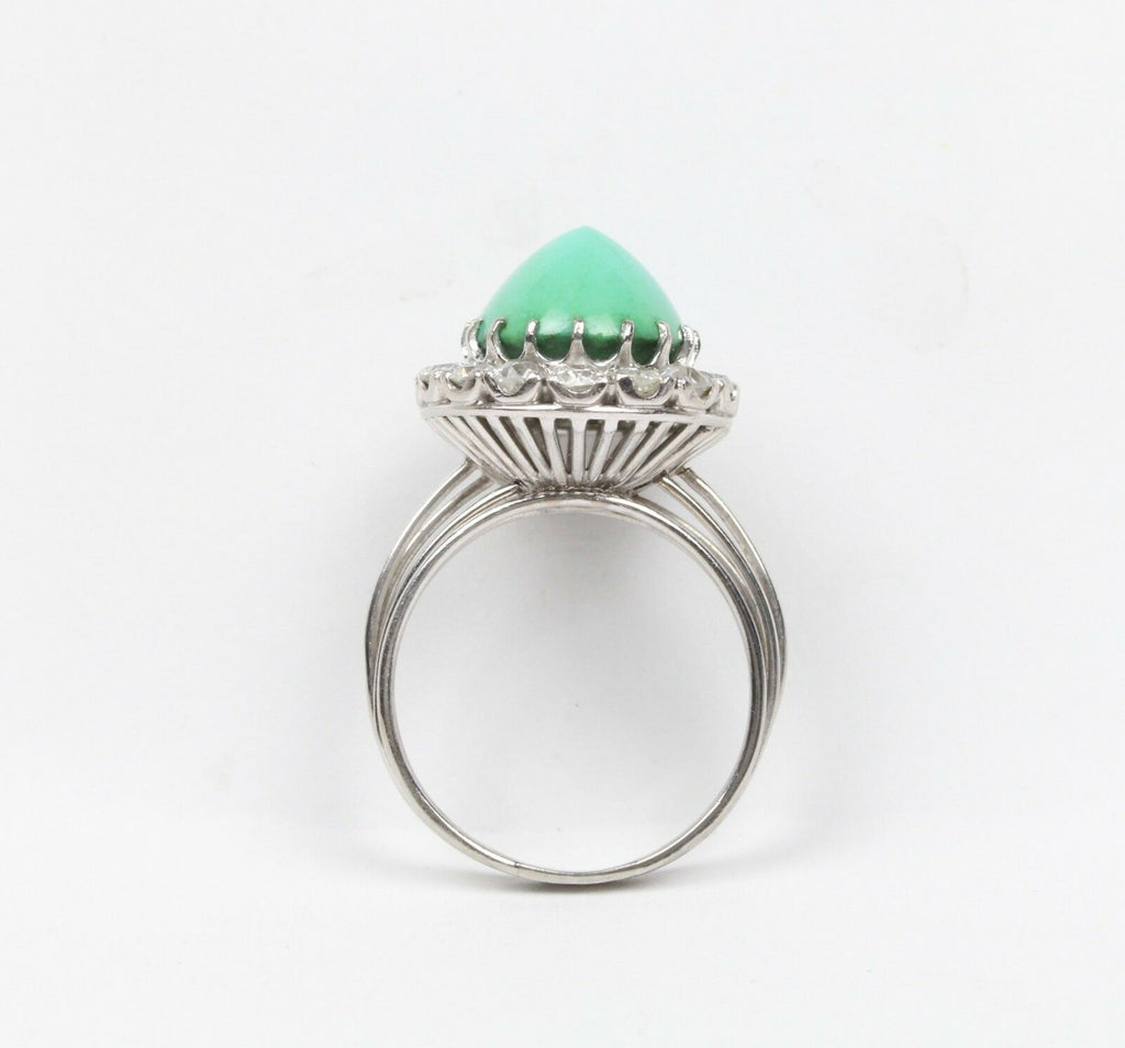 Vintage Turquoise and Diamonds 18K White Gold Ladies Ring
