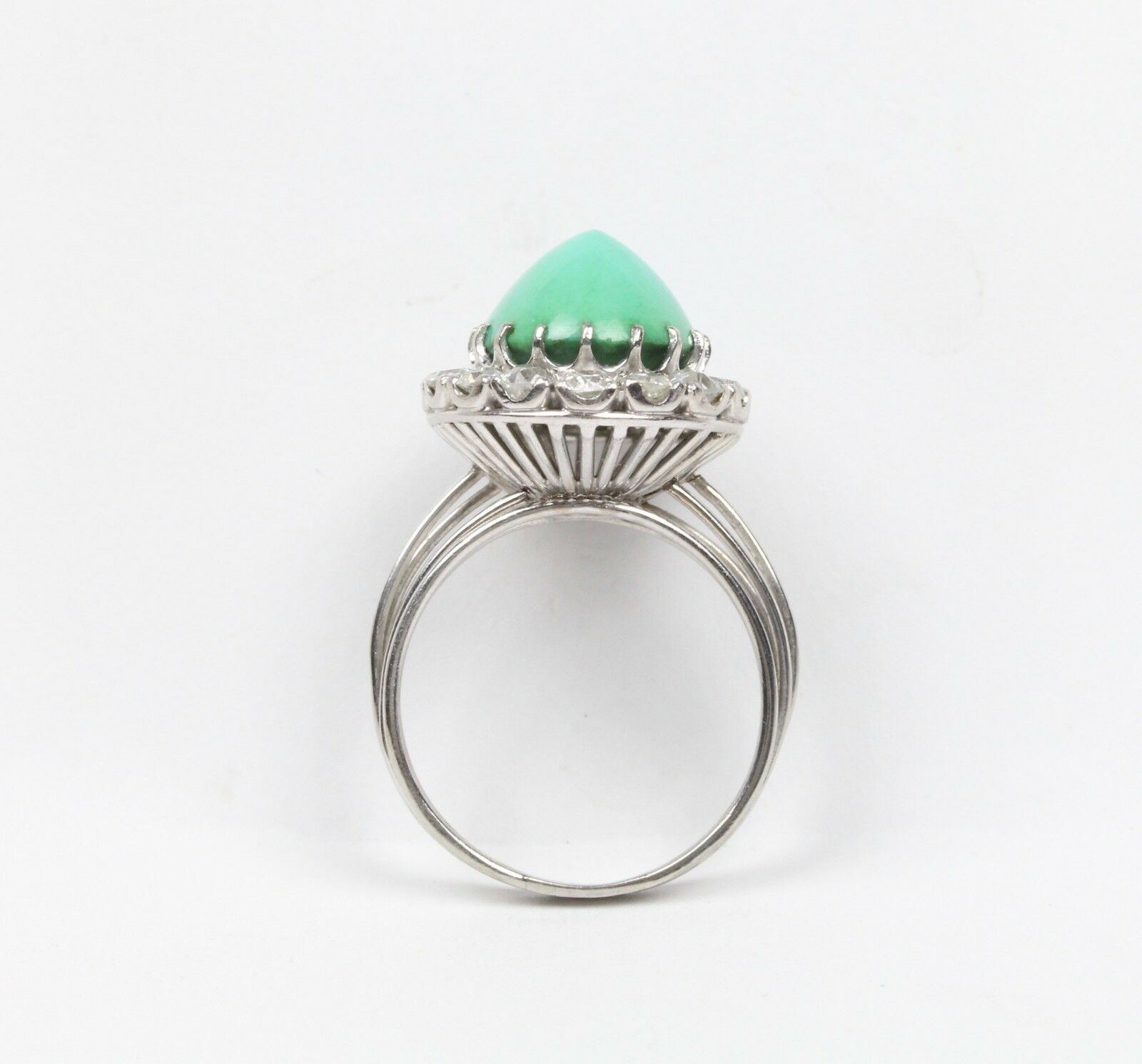Vintage Turquoise and Diamonds 18K White Gold Ladies Ring