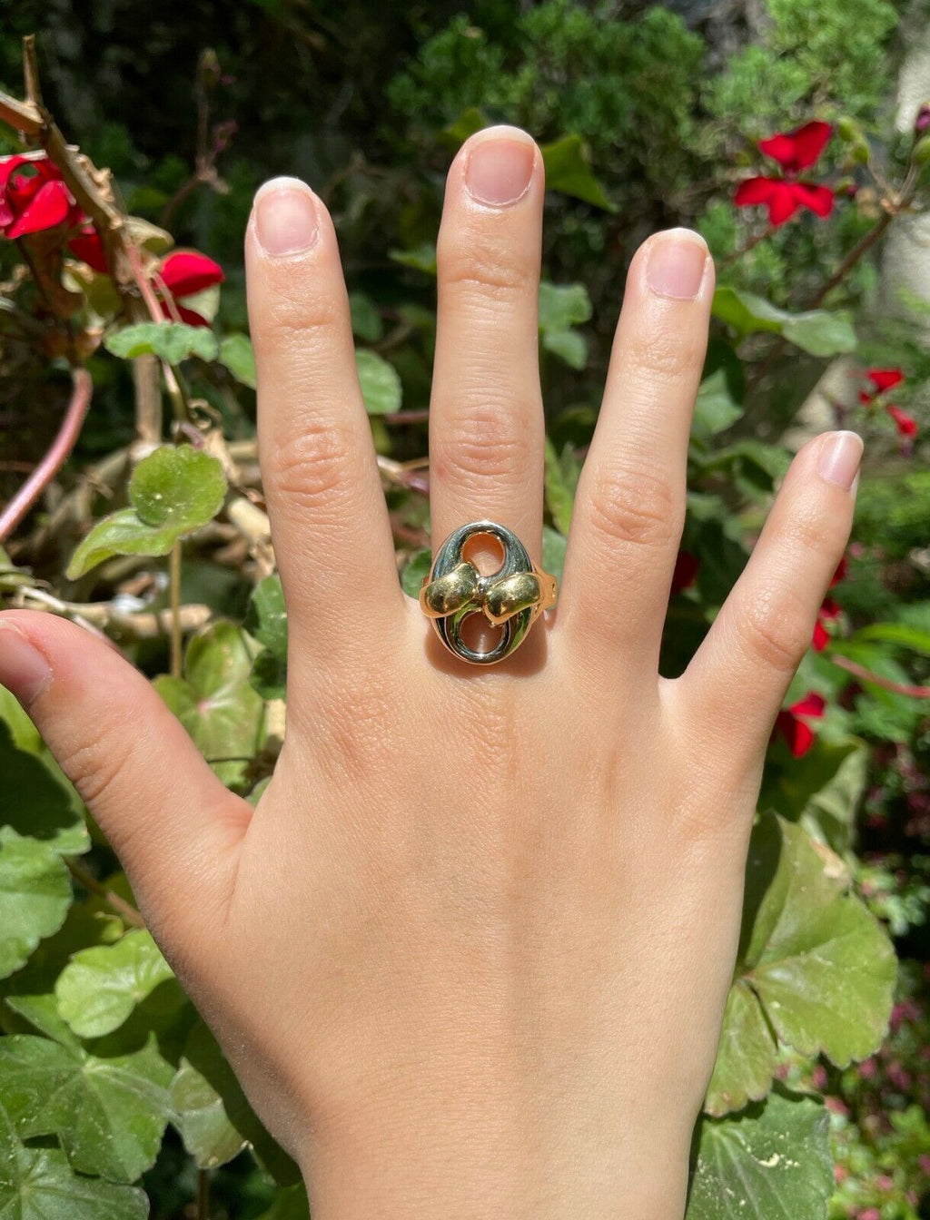 Vintage 18K Two Tone Gucci Link Ring