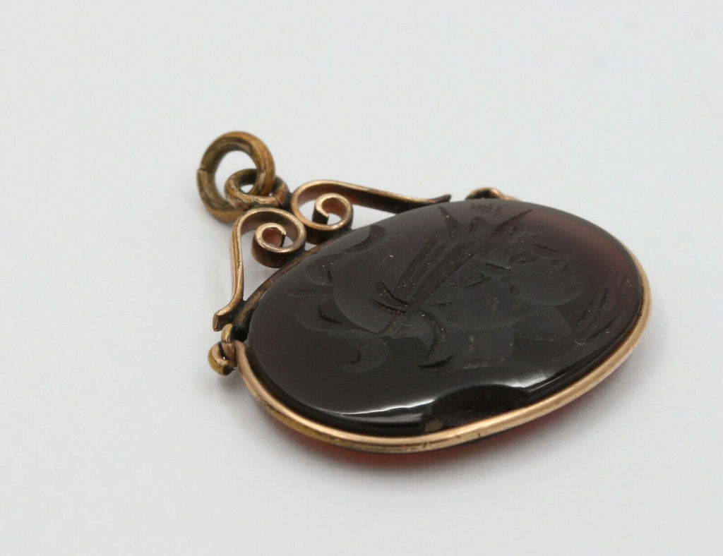 Vintage Gold Filled Intaglio Agate Pendent