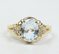 Vintage Ladies Aquamarine Diamonds 14K Yellow Gold Ring