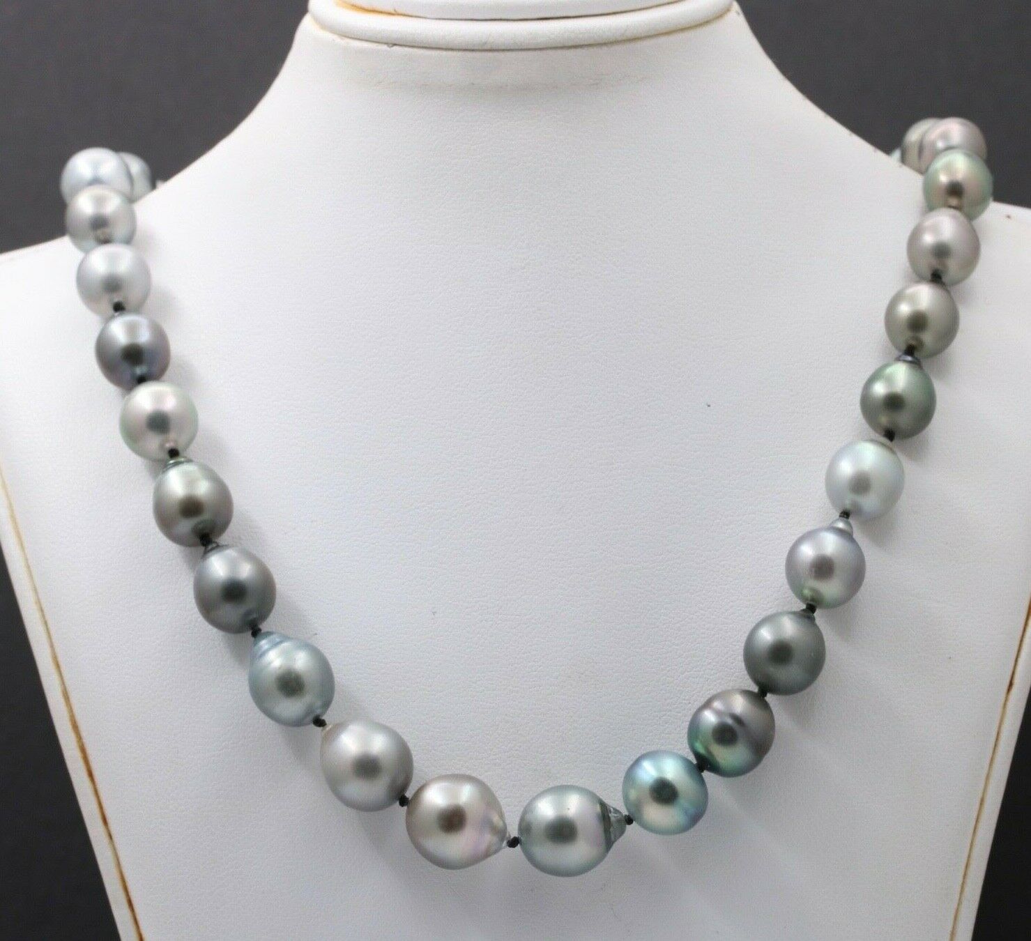 Vintage 14K White Gold Beaded Tahitian Baroque Multicolor Pearl Necklace, June B