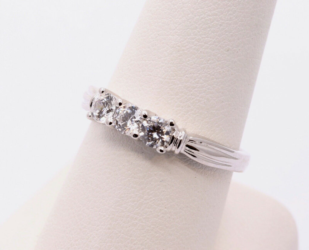 Ladies Vintage Diamonds 10K White Gold Wedding Band