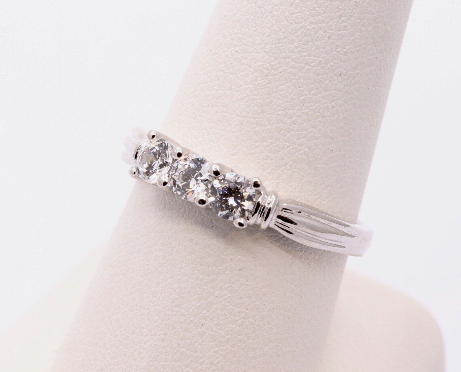 Ladies Vintage Diamonds 10K White Gold Wedding Band