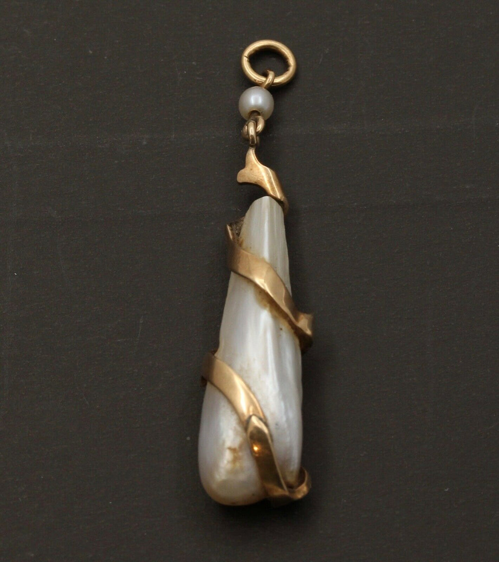 Victorian Snake Around Natural Pearl Pendant