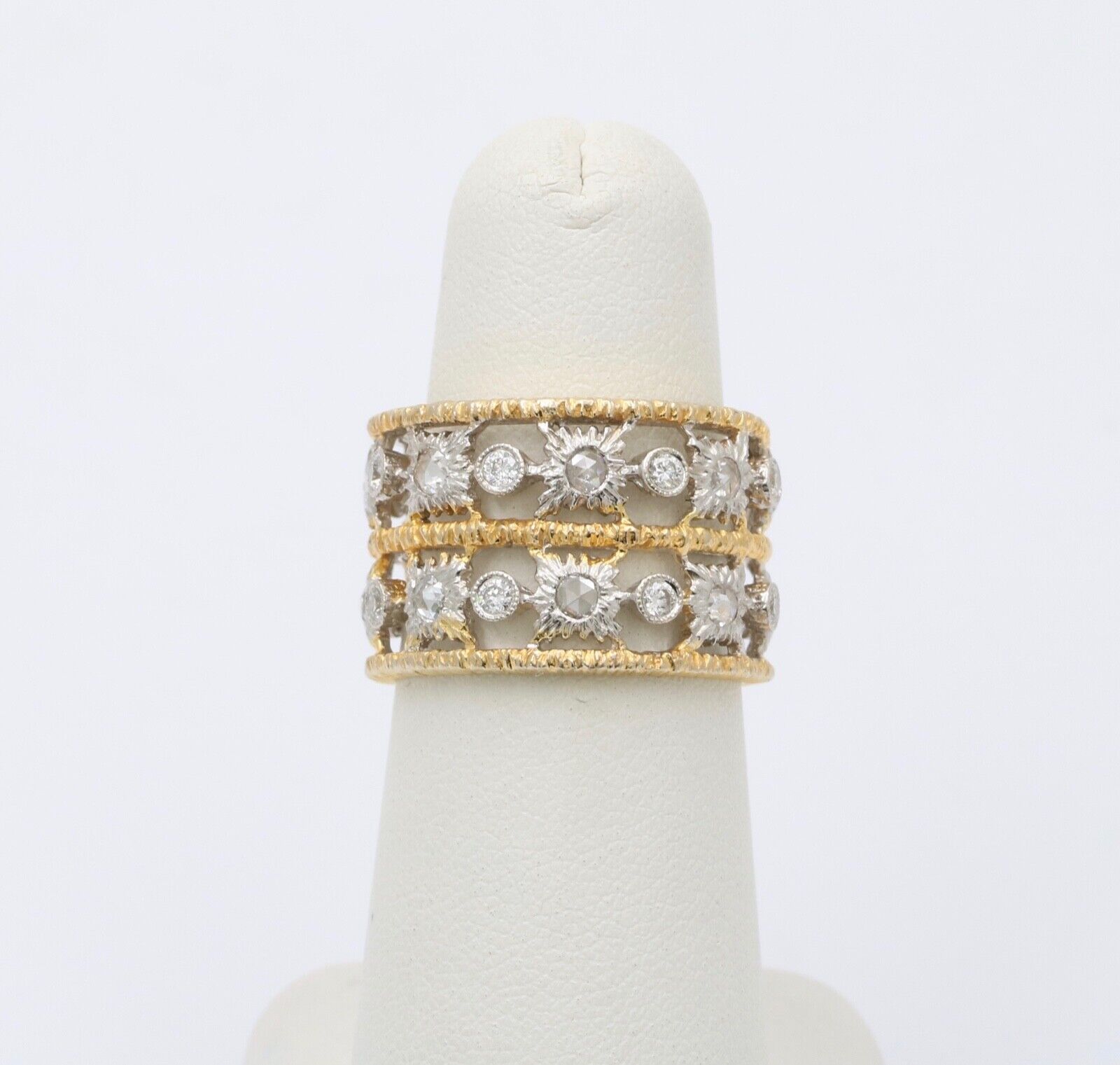 Vintage Ultra Wide Diamonds 18K YG Ring