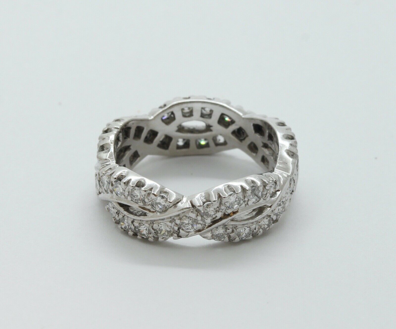 Vintage Ladies Diamonds Platinum Rope Twist Wedding Band Ring