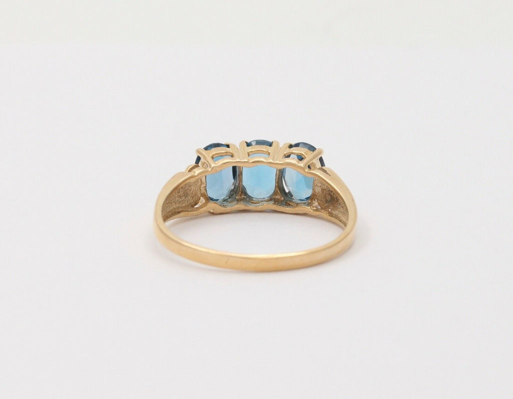 Vintage London Blue Topaz 10K Yellow Gold Band Ring