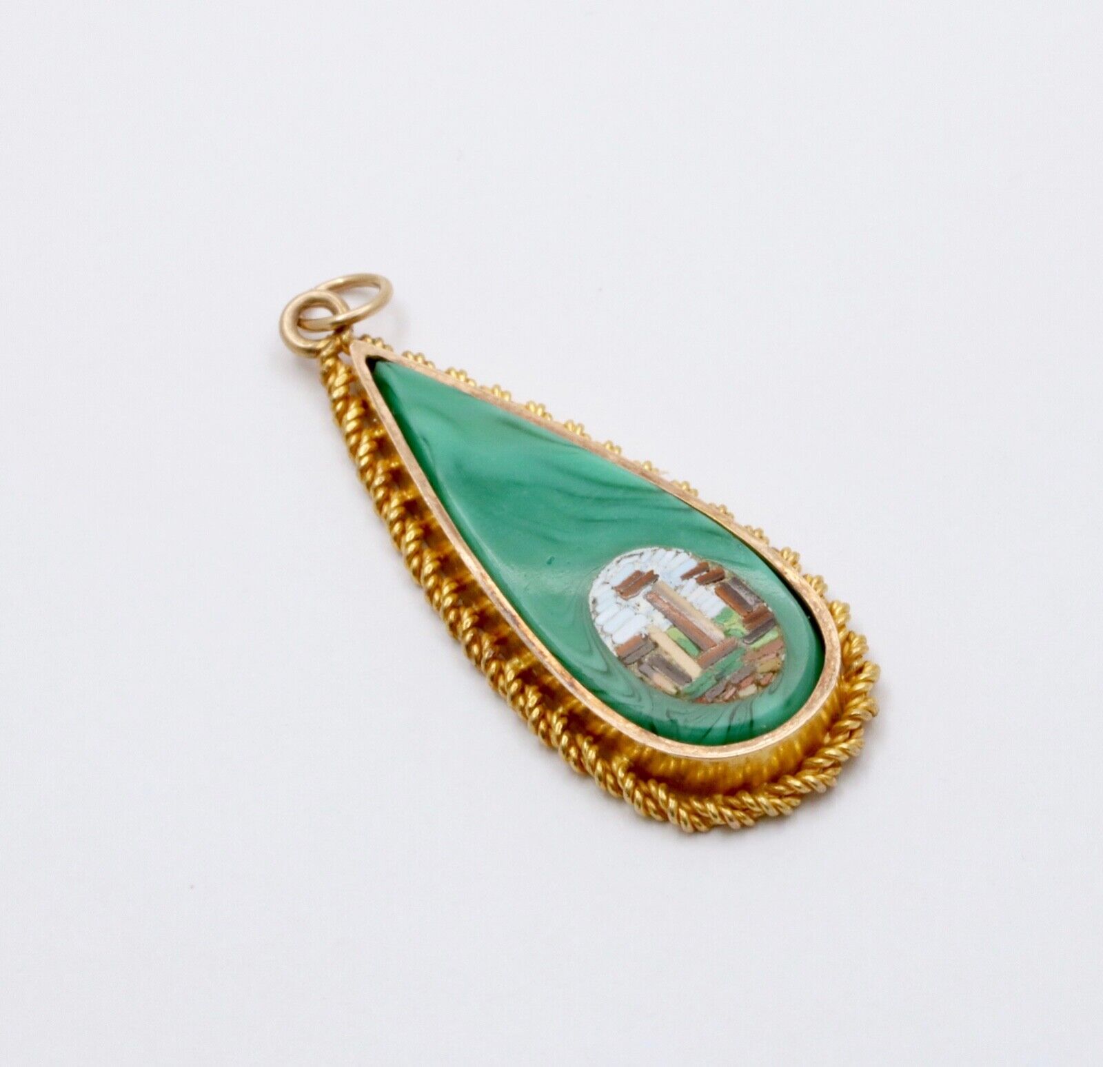 Vintage Micro-Mosaic Malachite Pendant