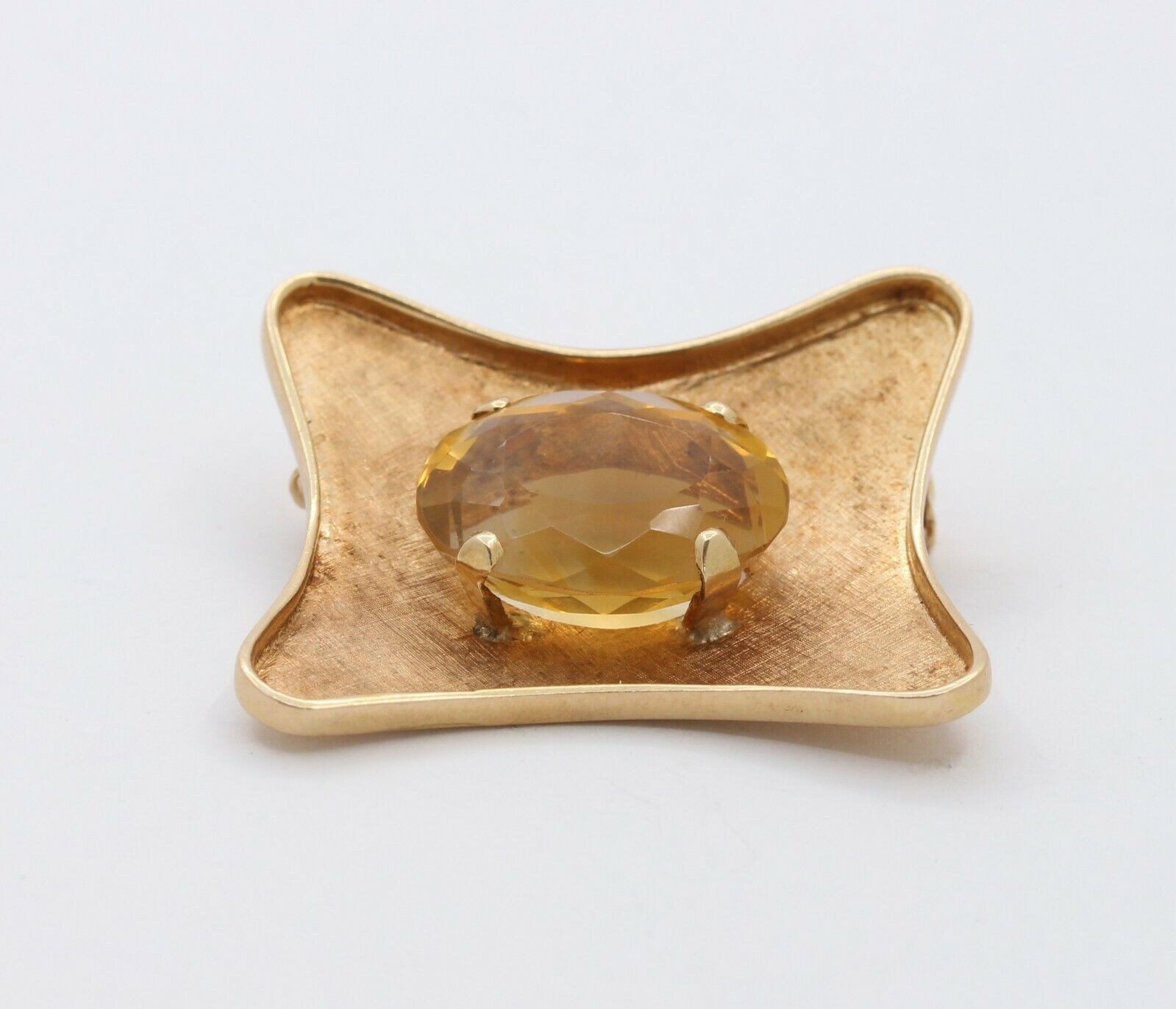Vintage Heavy 18K Yellow Gold 20+ Carat Citrine Brooch