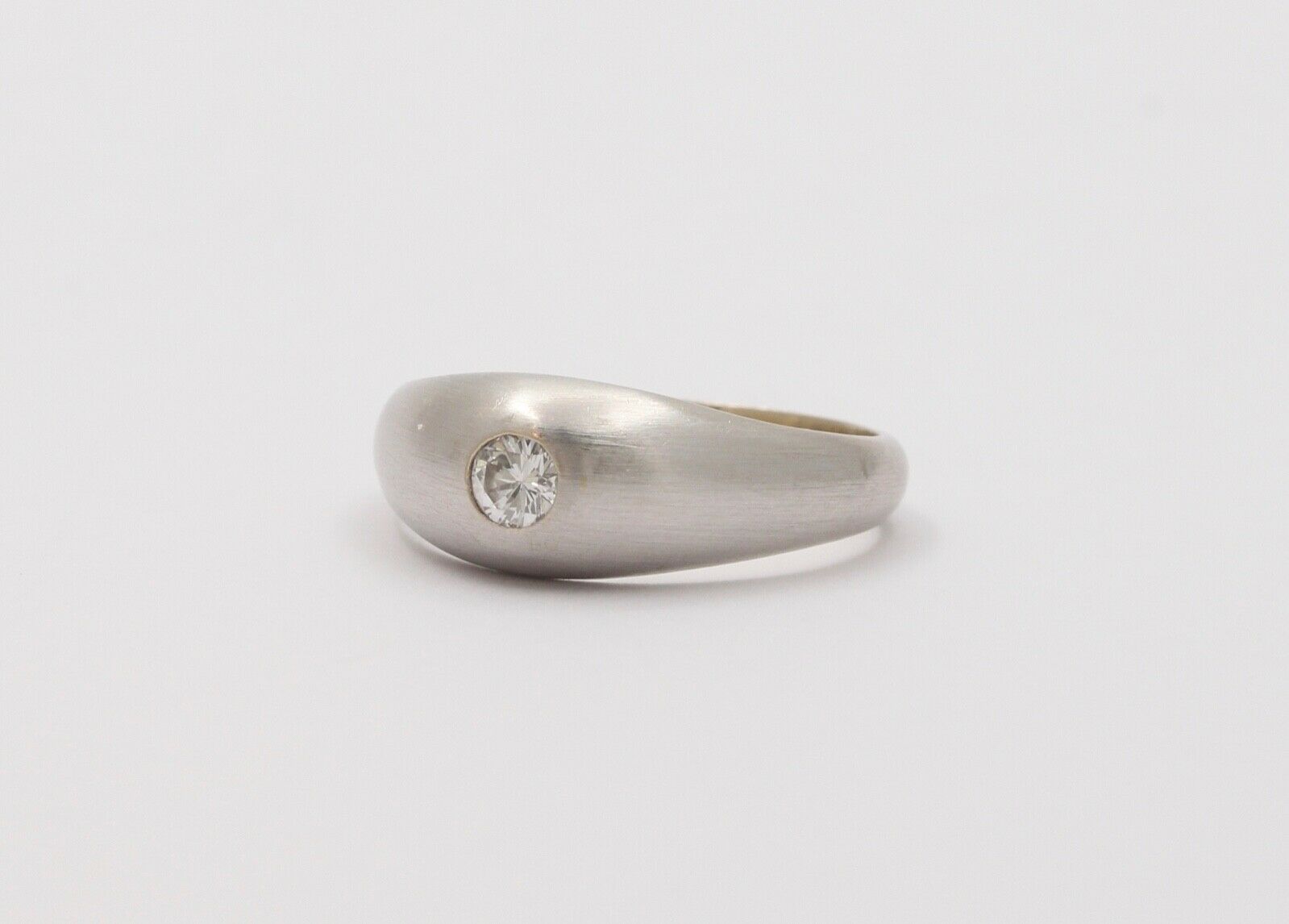 Vintage Unisex Diamond 14K White Gold Gypsy Ring