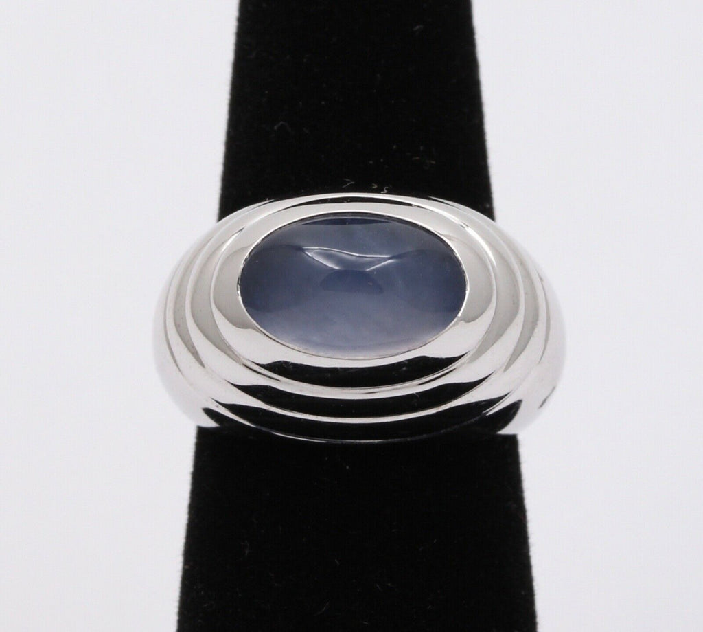 Boucheron Blue Chalcedony 18K White Gold Vintage Ring