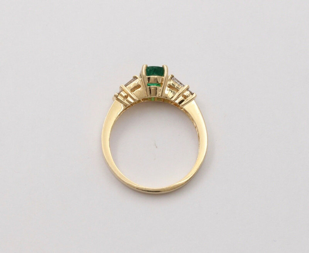 Lovely Vintage Emerald Baguette Diamonds 14K Yellow Gold Ring