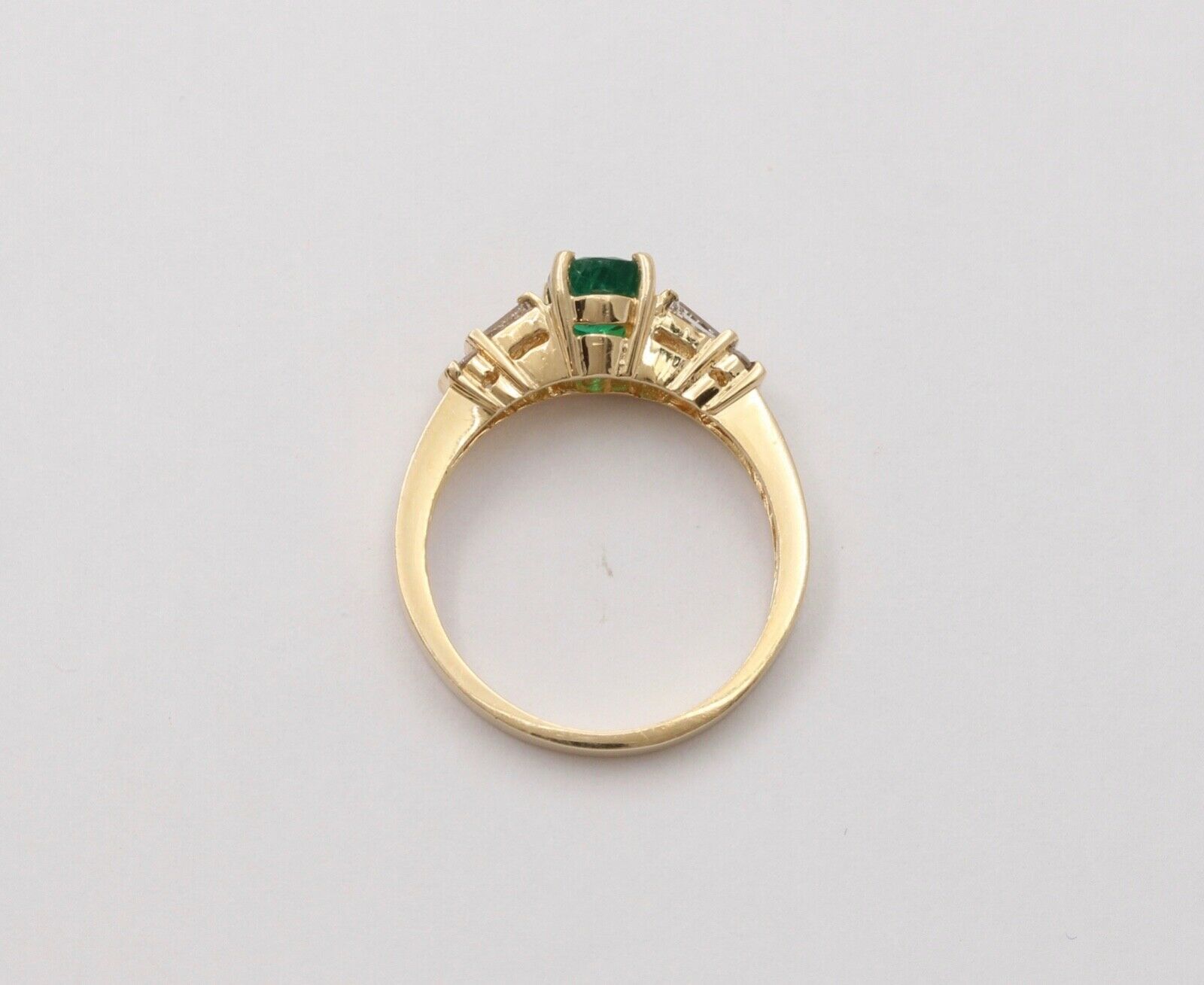 Lovely Vintage Emerald Baguette Diamonds 14K Yellow Gold Ring