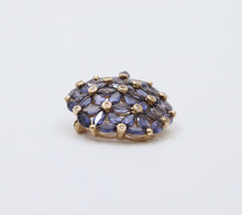 Load image into Gallery viewer, Vintage Tanzanite Diamonds 10K Yellow Gold Flower Pendant Brooch Pin
