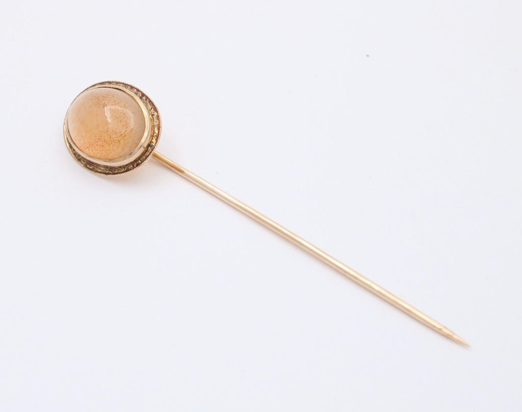 Antique 14K Yellow Gold Agate Stick Pin