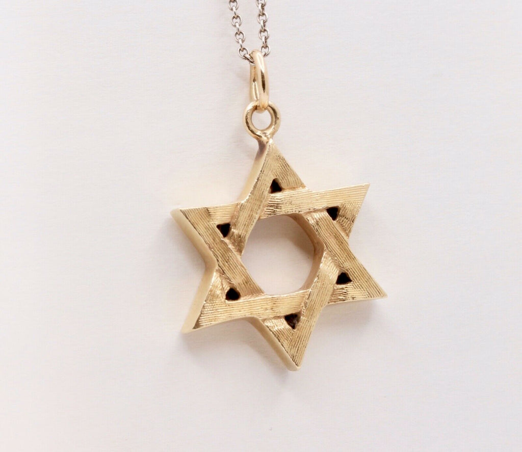 Vintage 14K Yellow Gold Star of David Pendant Charm