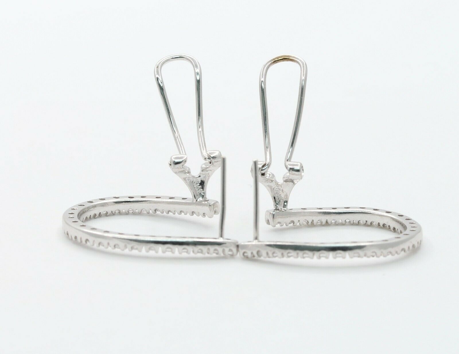 Vintage 14K White Gold Horseshoe Diamond Earrings