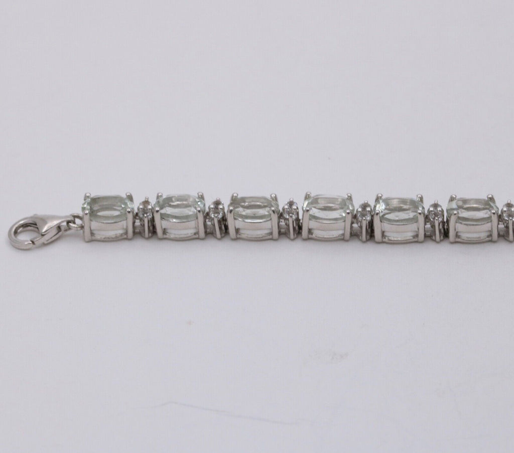 Vintage Green Quartz Sterling Silver Link Bracelet