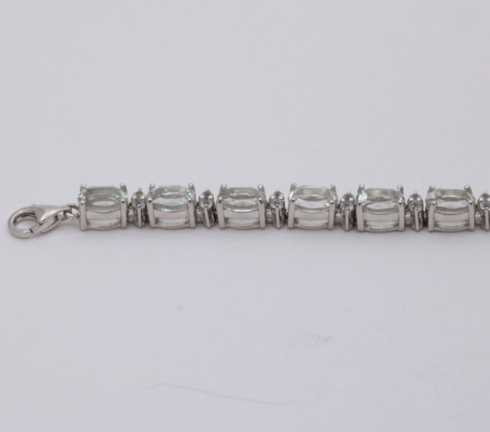 Vintage Green Quartz Sterling Silver Link Bracelet