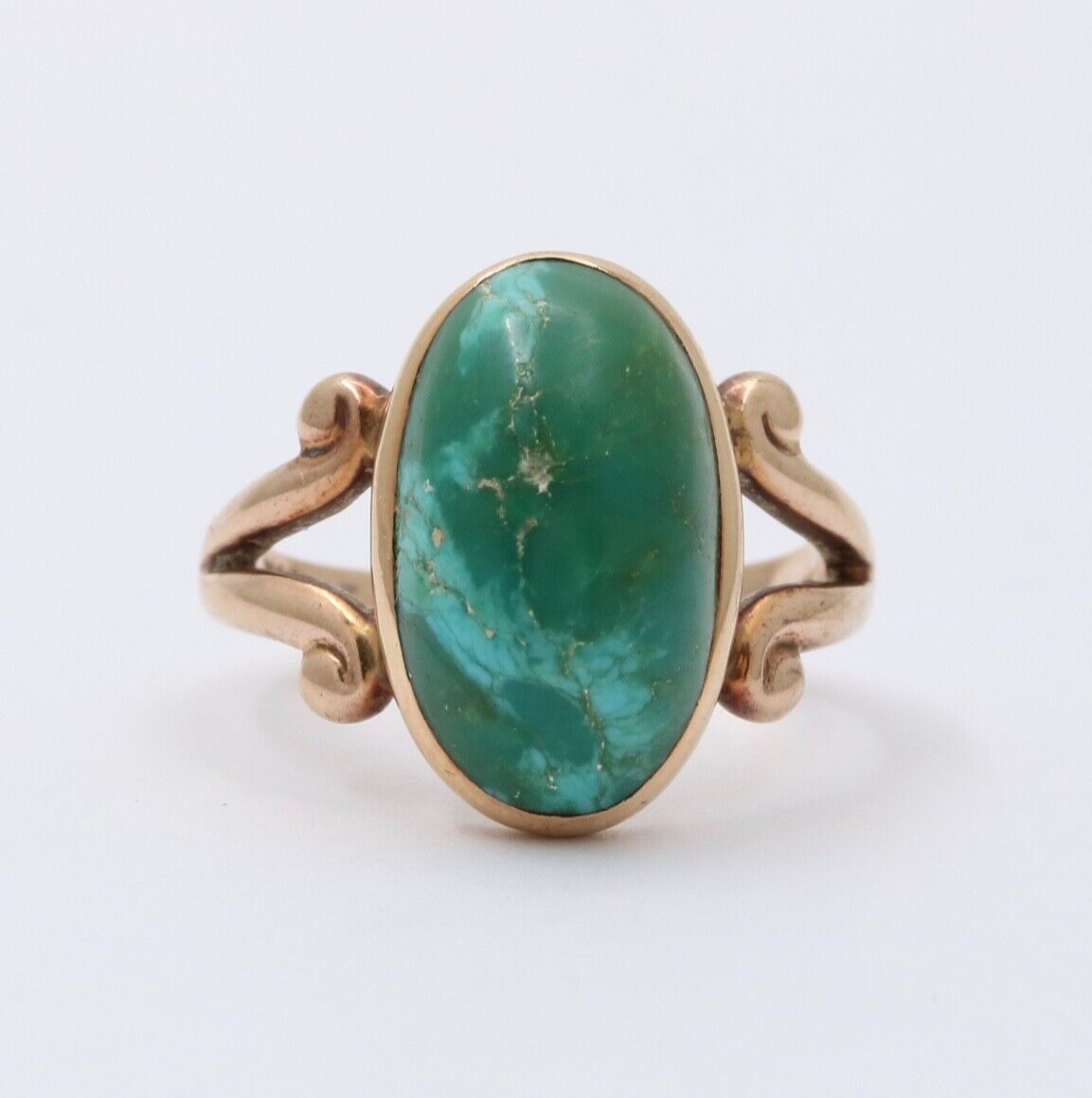 Antique Victorian 14K Yellow Gold Turquoise Ring
