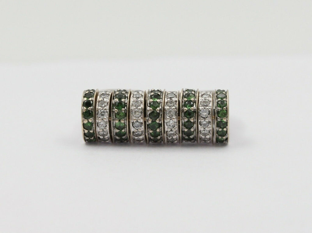 Sonia B 18K White Gold Interactive Diamonds and Green Garnet Movable Ring Band.