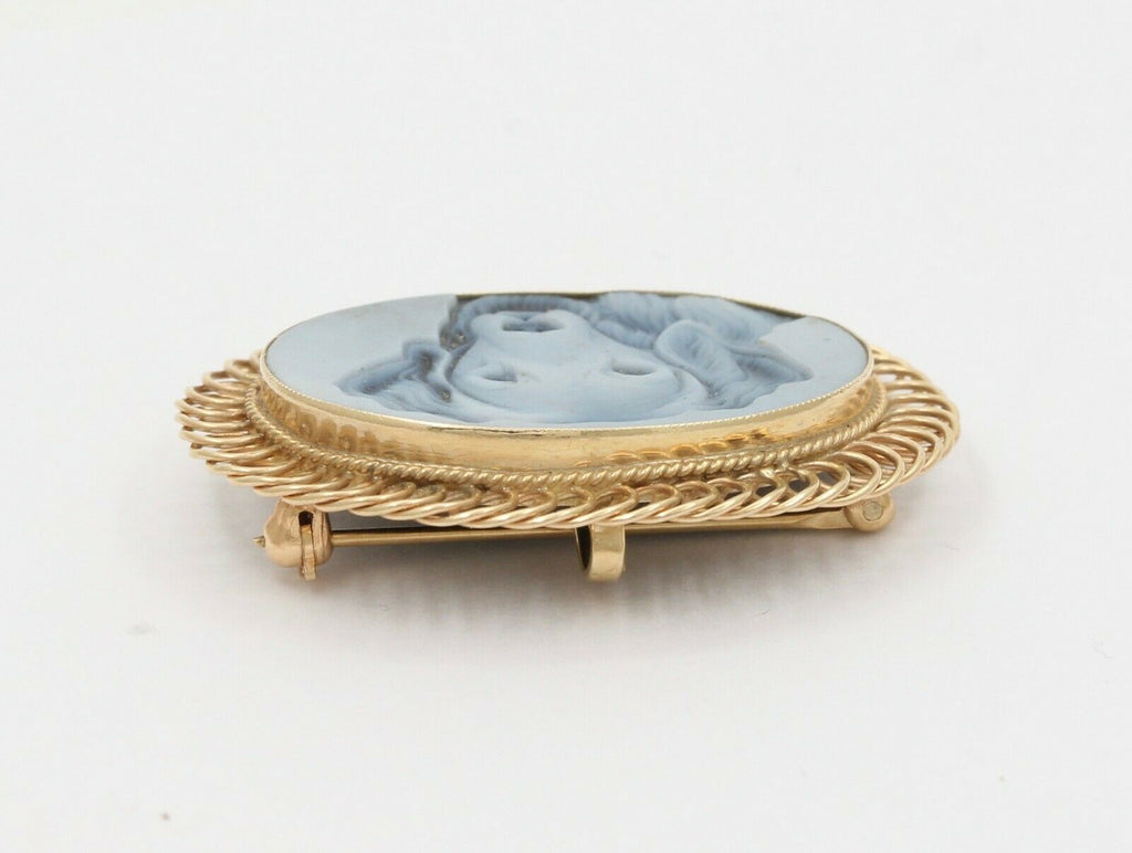 Vintage 14K Yellow Gold Dog Engraved Brooch