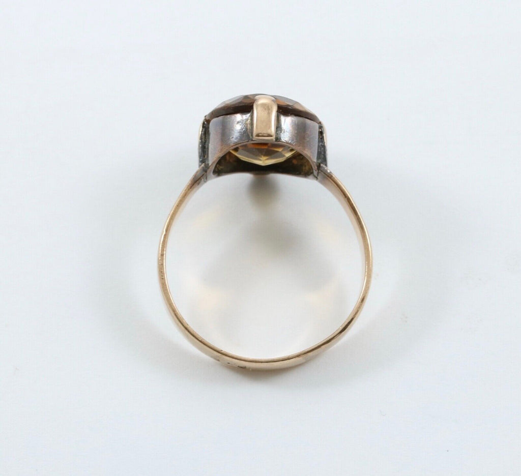 Antique England 9K Gold Gold Citrine Ring. Solitaire Ring.