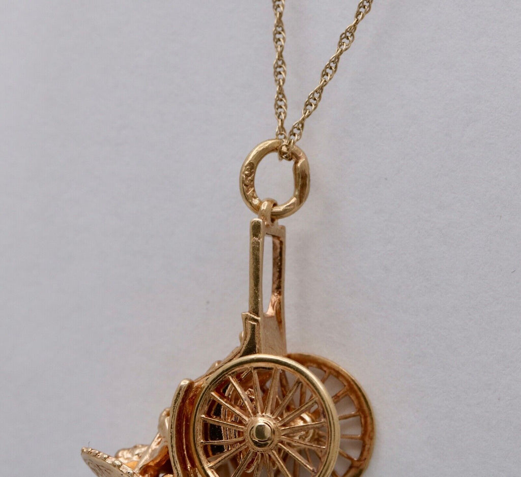 Vintage 14K Yellow Gold Chinese Rickshaw Charm Pendant