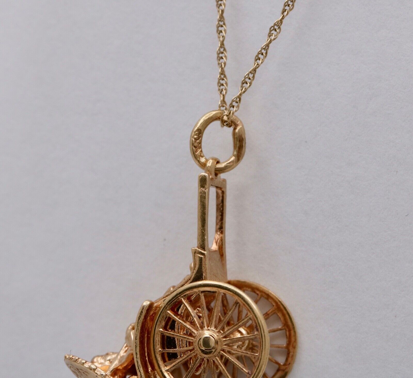 Vintage 14K Yellow Gold Chinese Rickshaw Charm Pendant