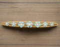 Art Nouveau 14K Yellow Gold Forget Me Not Flower Enamel Bar Pin