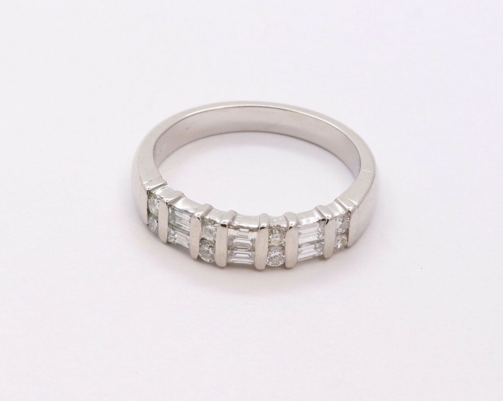 Vintage Ladies Diamonds Platinum White Gold Wedding Band Stackable Ring