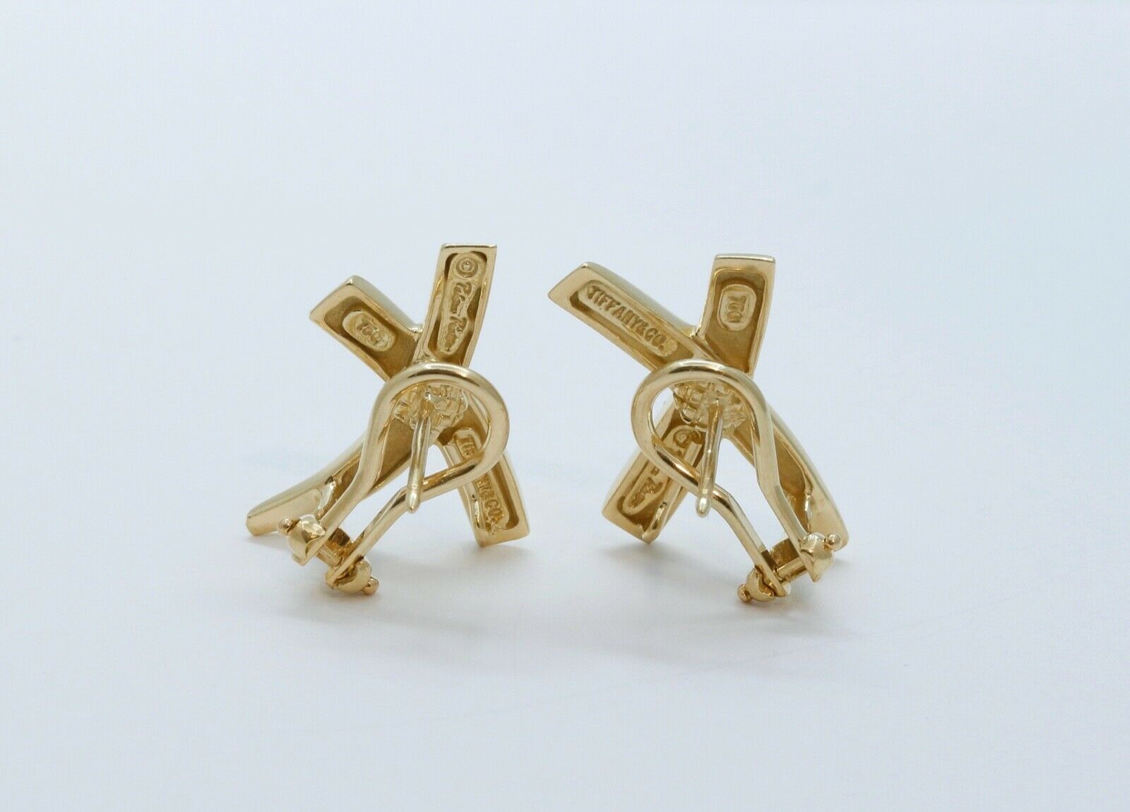 Tiffany and Co Paloma Picasso 18K Yellow Gold Graffiti X Earrings