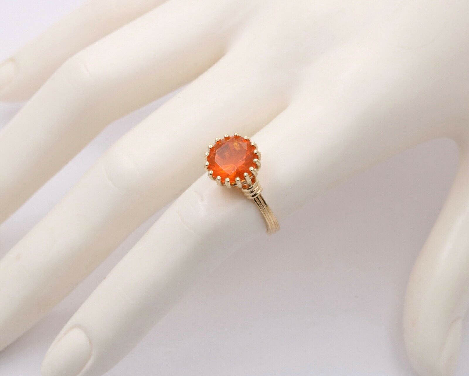 Powerful Orange Mexican Fire Opal 14K Yellow Gold Ring