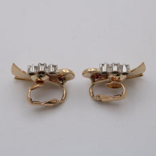 Load image into Gallery viewer, Vintage Retro 14K Yellow Gold Ruby &amp; Diamond Earrings
