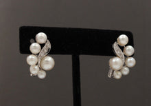 Load image into Gallery viewer, Vintage 14K White Gold Cultured Pearl Clip Earrings
