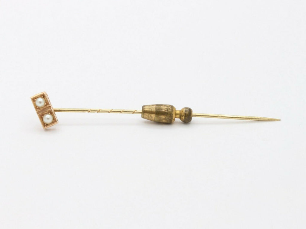 Art Deco 14K Yellow Gold Pearl Stick Pin
