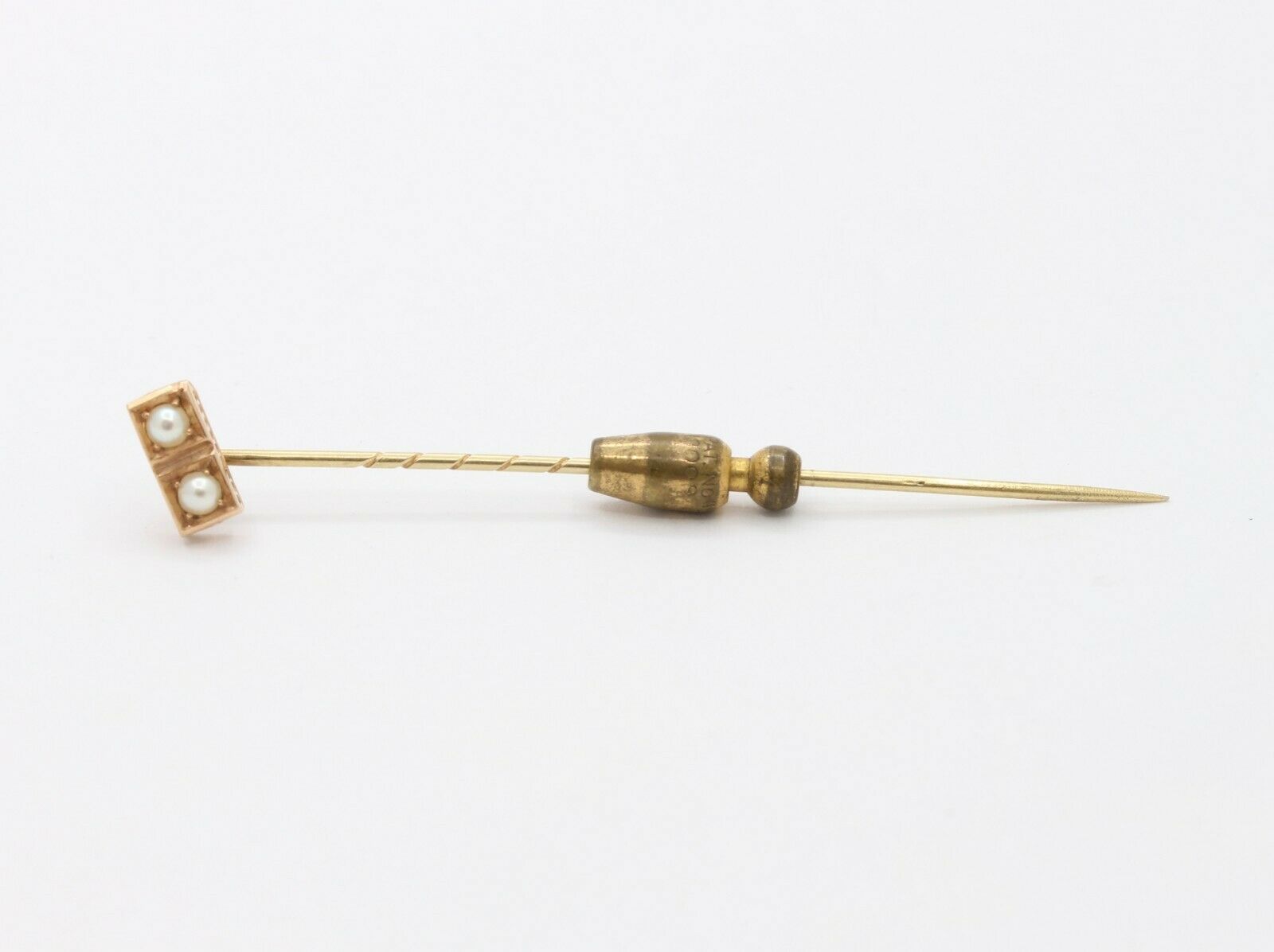 Art Deco 14K Yellow Gold Pearl Stick Pin