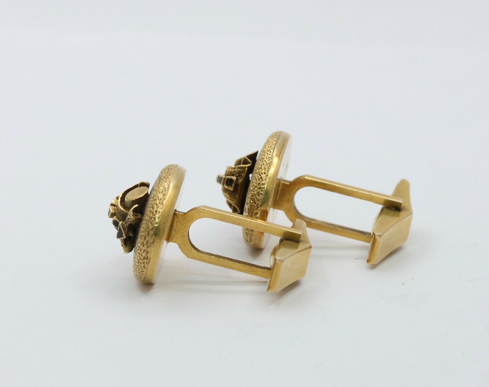 Vintage 14K Yellow Gold Black Enamel Log Cufflinks