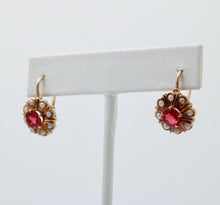 Load image into Gallery viewer, Antique Victorian14K Yellow Gold Pink Paste &amp; Split Pearl Drop Earrings, Antique
