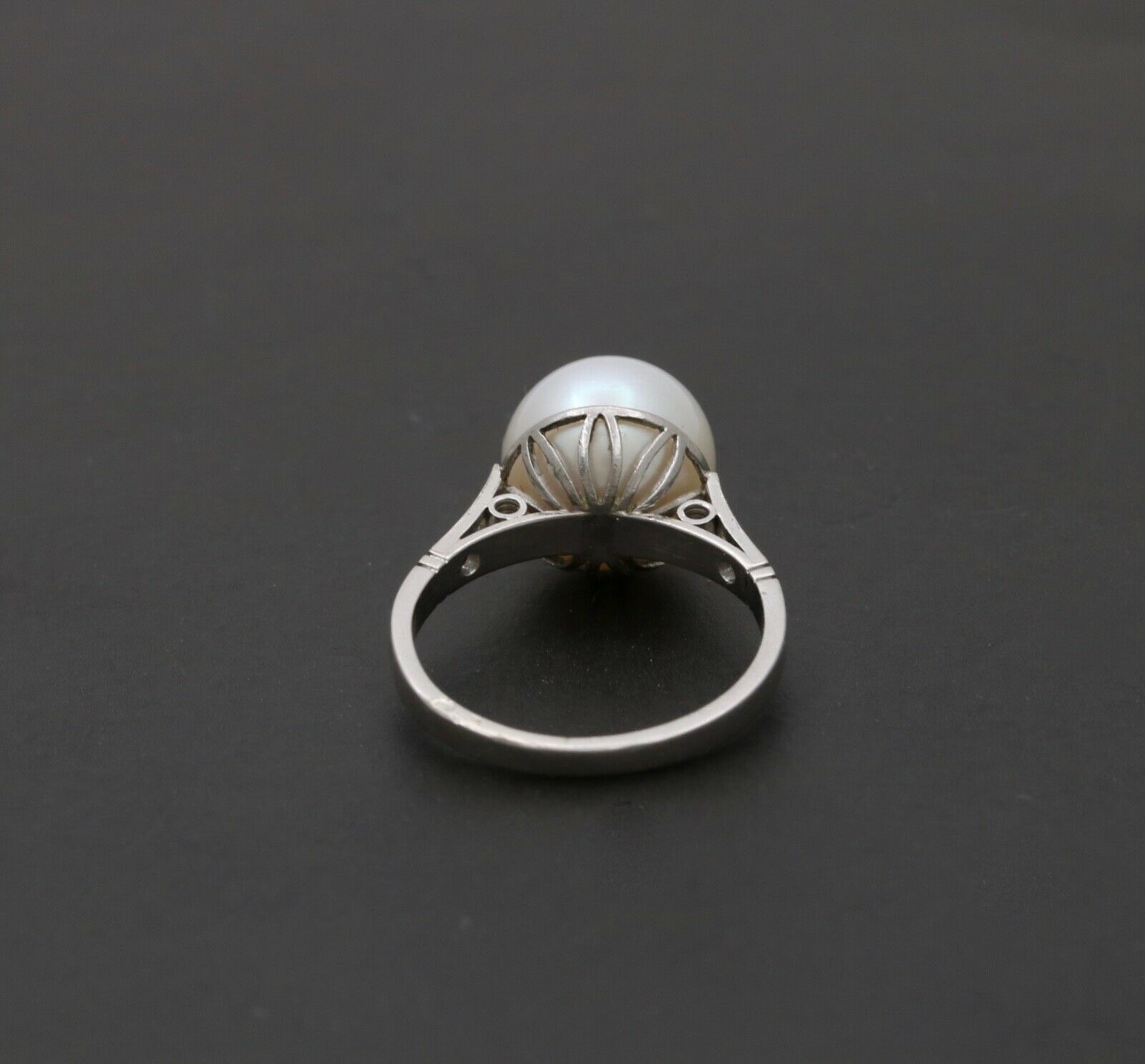 Art Deco Pearl Old Cut Diamonds Platinum Ring