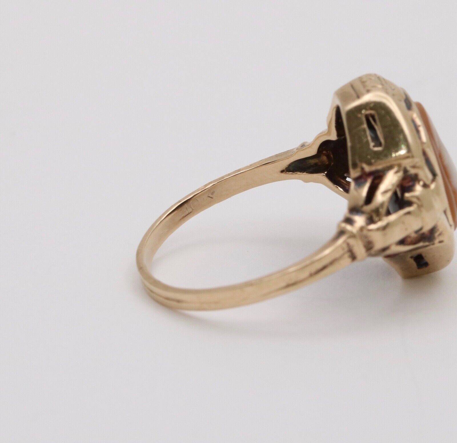 Antique Reversible Cameo and Onyx 10K Yellow Gold Ring