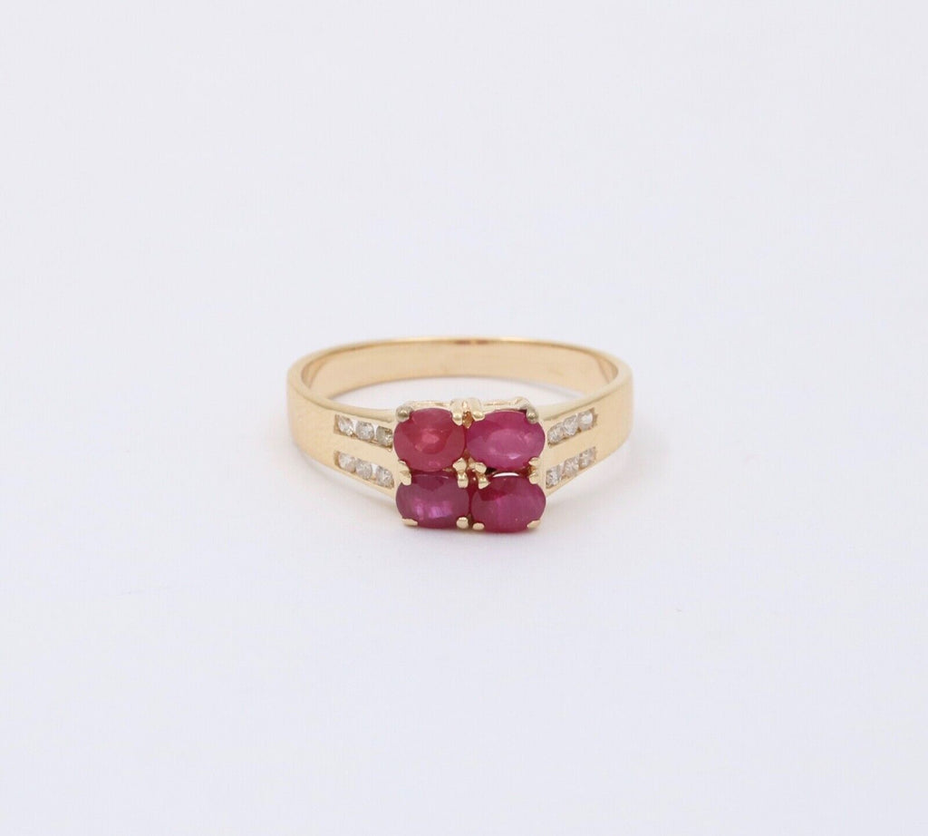 Vintage Rubies Diamonds 14K Yellow Gold Ring
