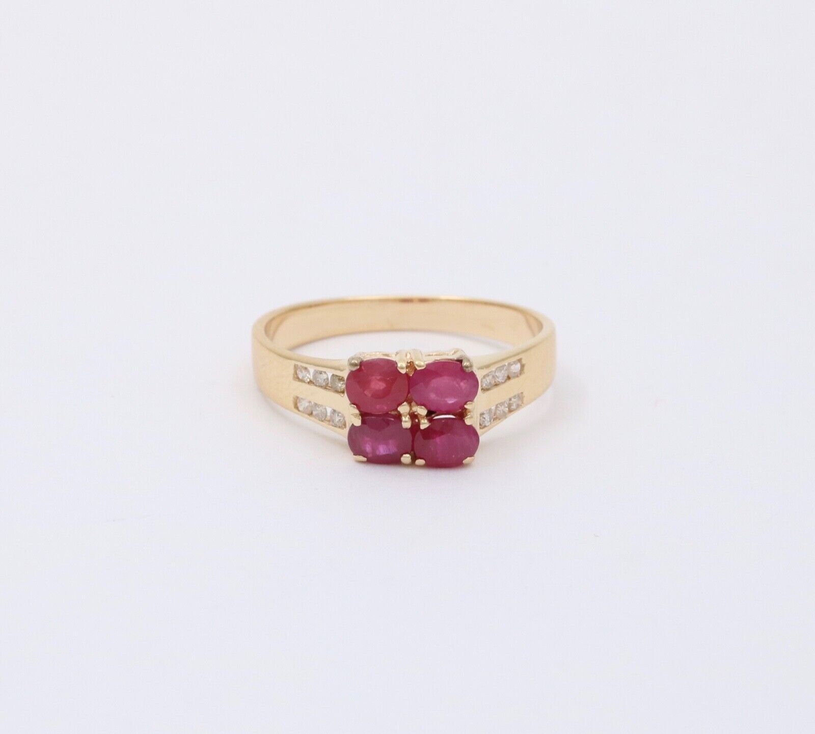 Vintage Rubies Diamonds 14K Yellow Gold Ring
