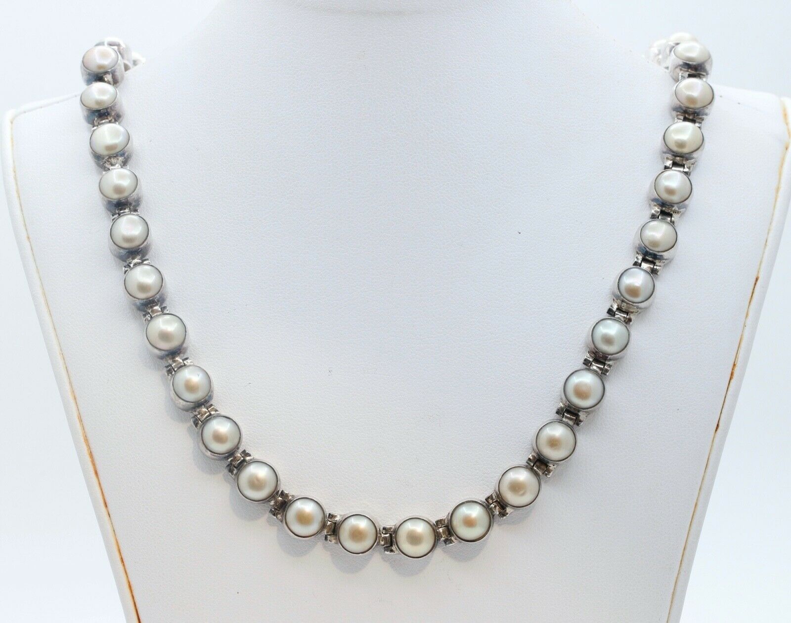 Vintage Aceloni Necklace 925 Sterling Silver and Pearls