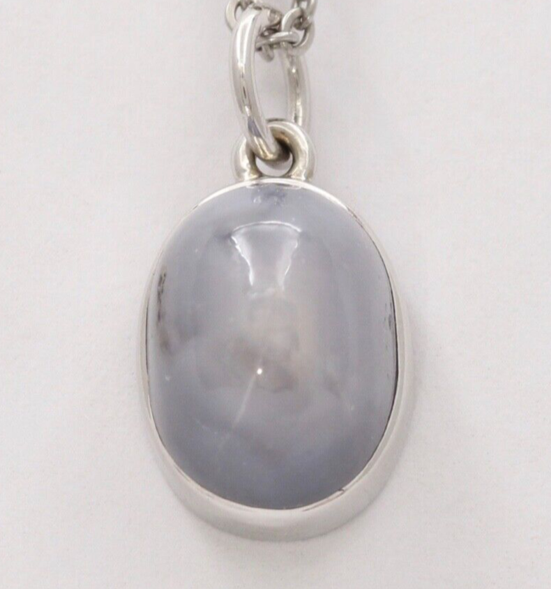 Vintage 14K White Gold Sapphire Pendant Estate Jewelry